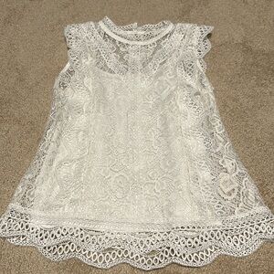 White lacy shirt size small